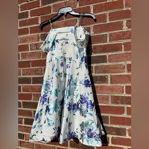 Blue and white floral dress